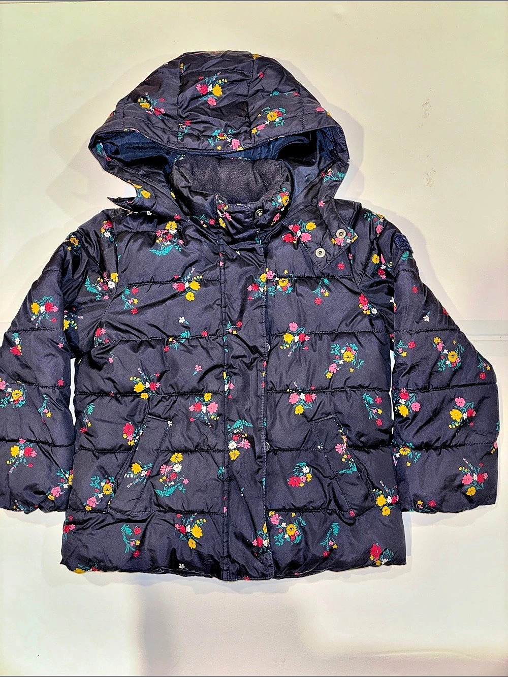 Gap Girls Floral Puffer Jacket Size Small 6/7